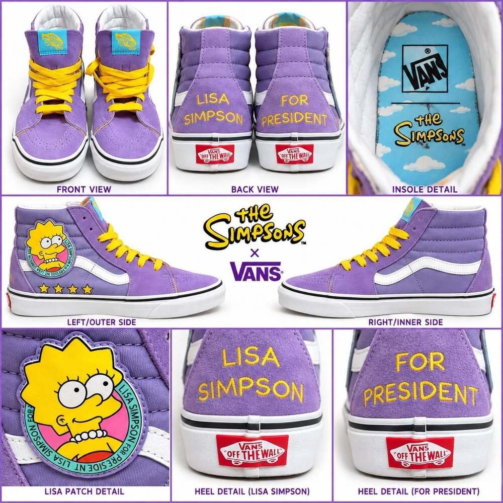 Vans The Simpsons Sk8-Hi Size 4.5 Lisa Simpson For President